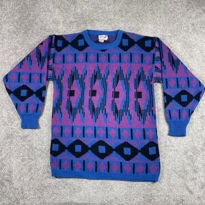 Vintage Licorice Sweater Womens Medium Chunky‎ Knit Grandma Geometric Abstract
